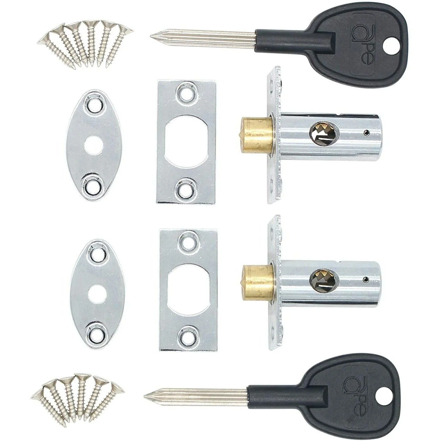 Concealed Window Security Rack Bolts 32mm Pack of 2 + 2 Keys - Polished Chrome