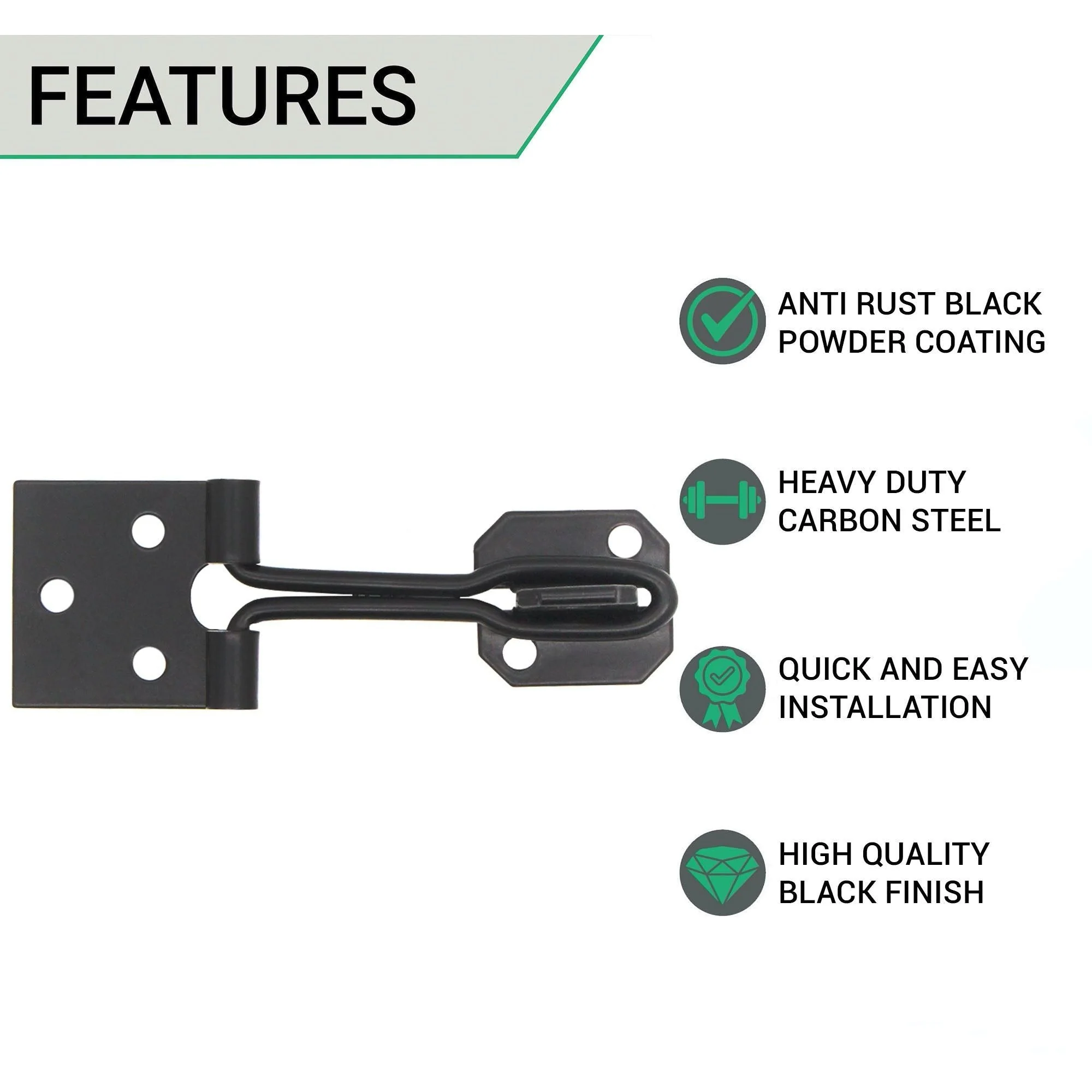 Wire Pattern Hasp & Staple - 4 inch - Black - Image 2