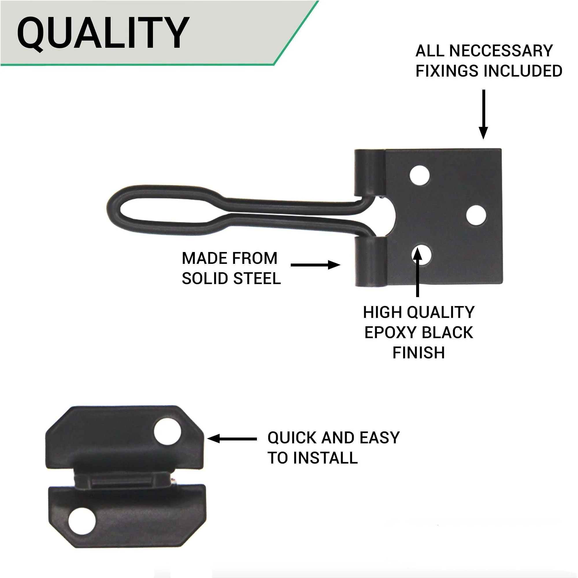 Wire Pattern Hasp & Staple - 4 inch - Black - Image 4